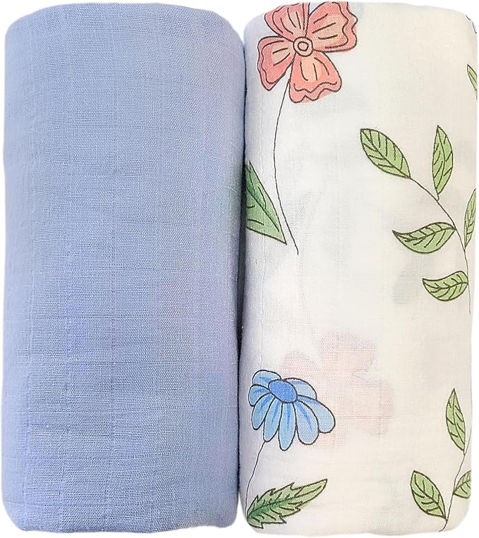 Moonybaby Muslin Swaddle Blankets 2-Pack, 100% Cotton, Oeko-TEX Standard 100 by Moonybabymonitor