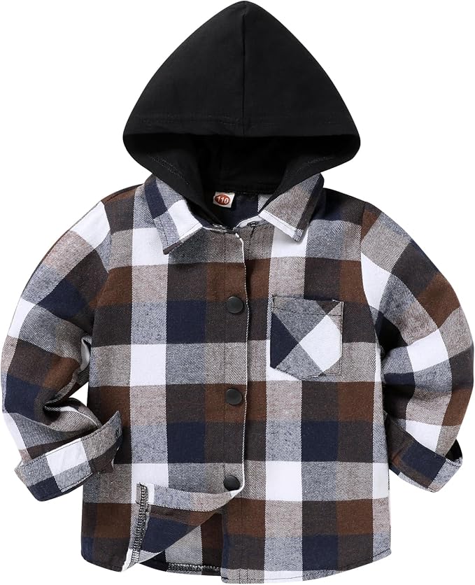 YOUNGER STAR Toddler Kids Boys Girls Flannel Hooded Plaid Shirt Button Baby Red by YOUNGER+STAR