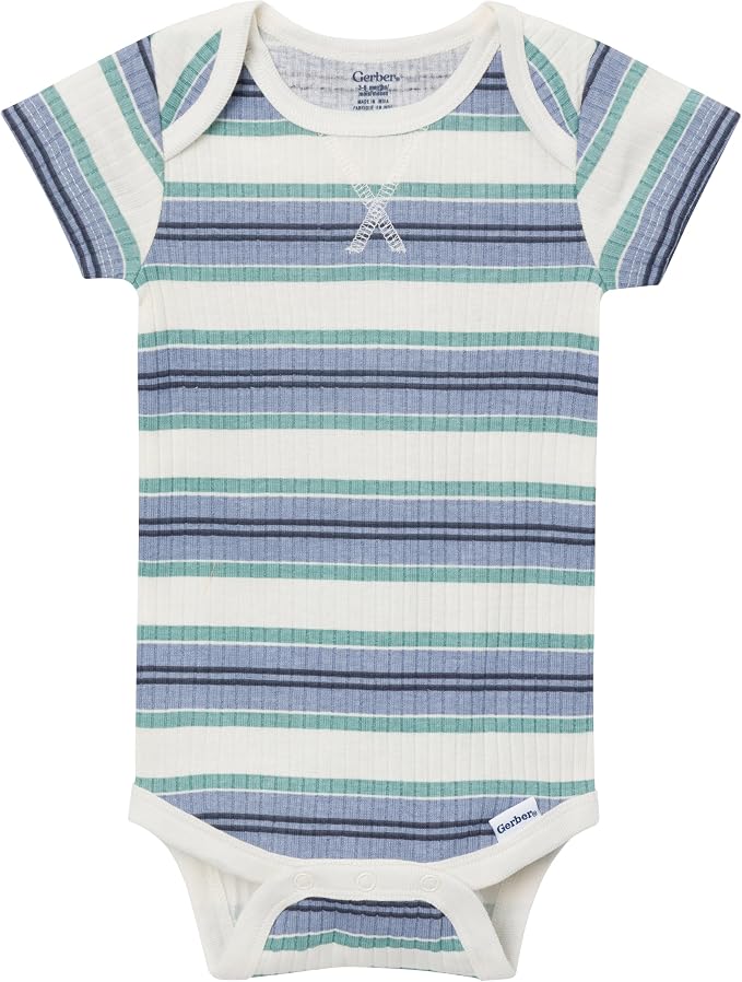 4-Pack Baby Boys Dino Blues Short Sleeve Onesies® Bodysuits - Image 2