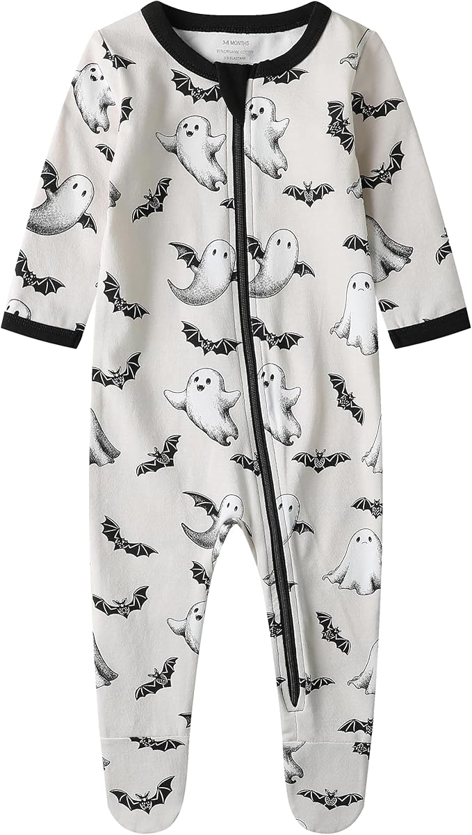 O2 BABY Baby Boys Girls Organic Cotton Zip-Front Sleeper Pajamas, Footed Sleep 'n Play