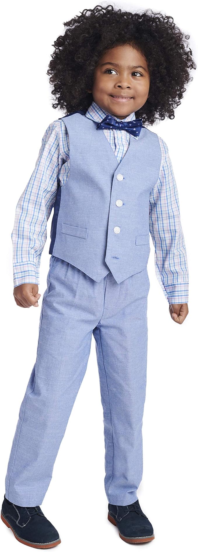 Nautica Boys' 4-Piece Formal Suit Set with Vest, Pants, Collared Dress Shirt, and Tie