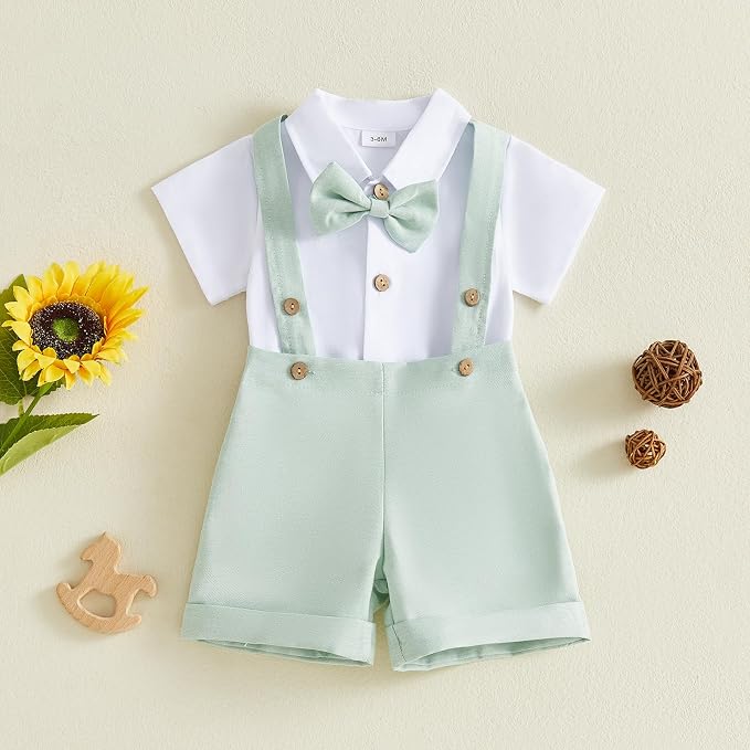 PUHHAPIEY Baby Boy Gentleman Wedding Outfit Dress Romper Suspender Pants | 0 3 - Image 4