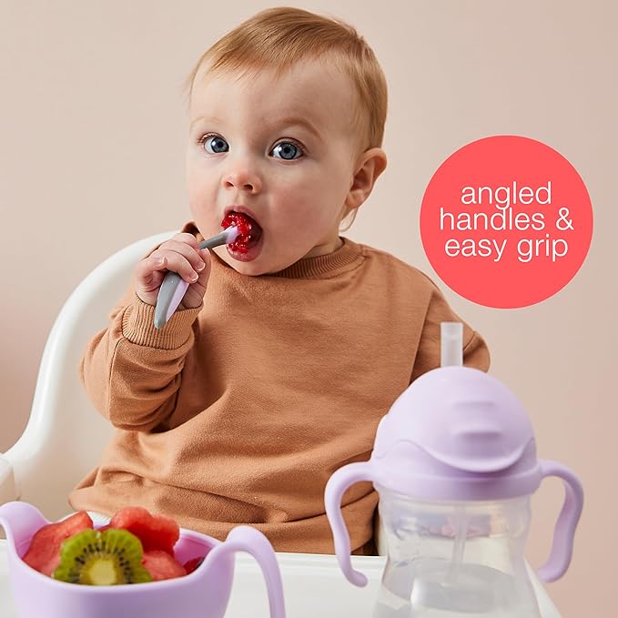 b.box Toddler Cutlery Set – Patented FLORK Flower Fork & Easy-Grip Spoon with Travel Case. BPA-Free, Dishwasher Safe. Designed by Occupational Therapists. Ages 9M+ (Boysenberry)