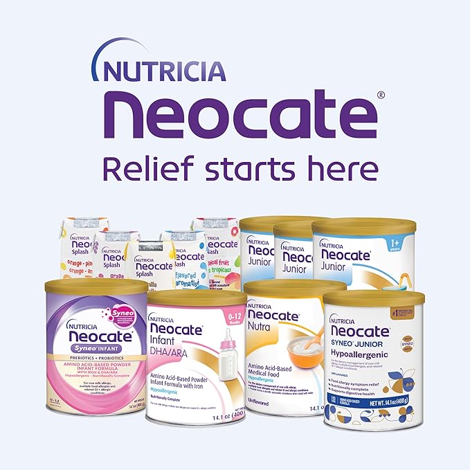 Nutricia Neocate Junior - Hypoallergenic, Dairy-free, Amino Acid-Based Formula for 1+ Years - For Toddlers, Kids & Teens - Powdered Formula - Strawberry - 14.1 oz can (Case of 1)