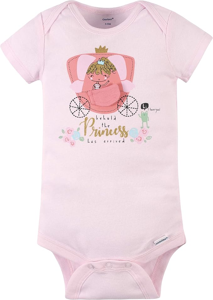 Gerber Baby Girls 4-Pack Short Sleeve Onesies Bodysuits - Image 2