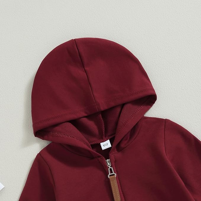 Infant Baby Boy Girl Clothes Solid Hoodie Romper Zip Up Long Sleeve Hooded - Image 4