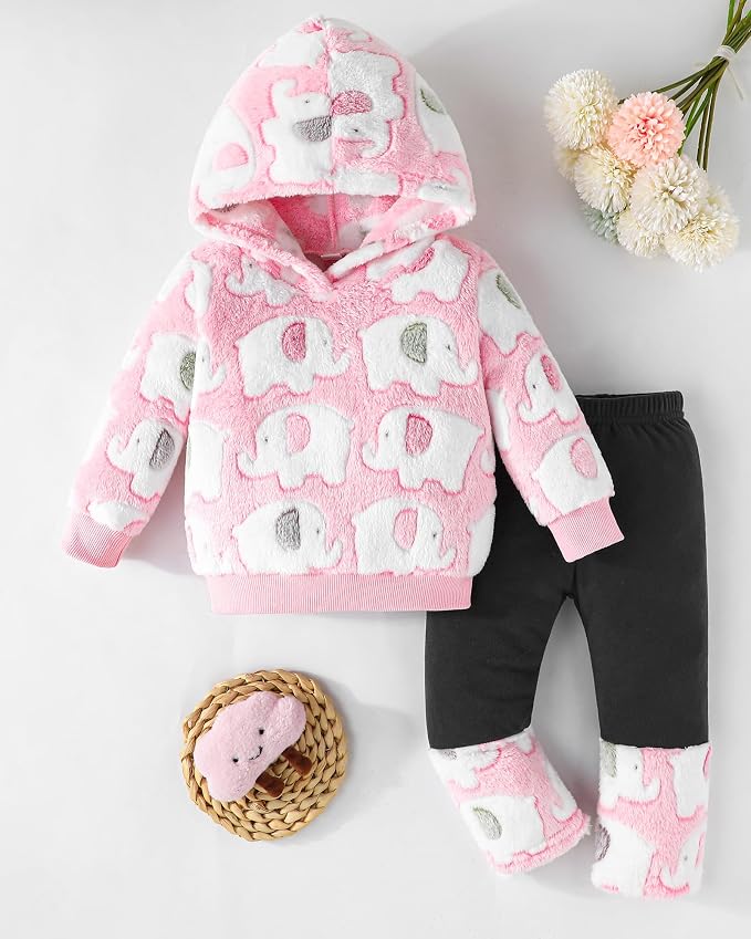 Jecson Toddler Girl Clothes Baby Girl Fleece Hoodie Outfits Thick Thermal - Image 8