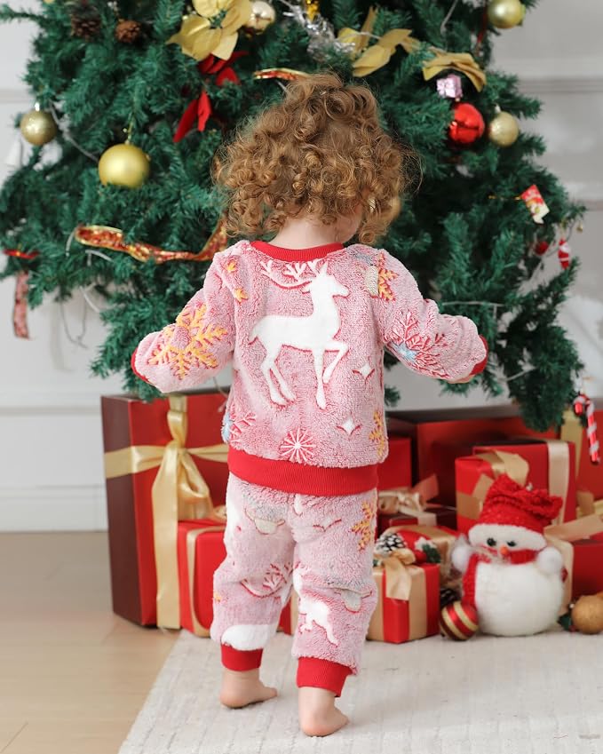 Jecson Toddler Girl Clothes Baby Girl Fleece Hoodie Outfits Thick Thermal - Image 4
