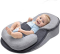 Baby Feeding Support Pillow, Anti Overflow Feeding Pillow, Nursing Pillow with Safety Strap, Baby Lounger Reflux Wedge Breastfeeding (Grey)