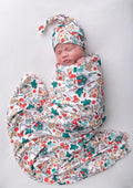 Newborn Swaddle Blanket Set, Matching Beanie by Vollmic
