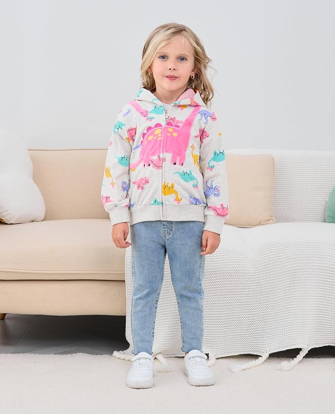 Baby Girl Zip-up Jacket Rainbow Unicorn Cotton Hoodie Sweatshirt Toddler Fall - Image 8