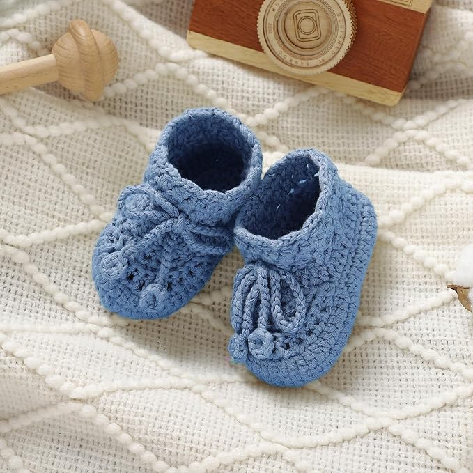 Hadetoto Baby Booties Hand Crochet Knit Cotton Bootie | Soft, Newborn First - Image 3