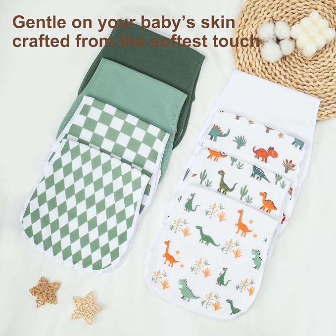 Baby Burp Cloths 8-Pack, Waterproof Burping Cloths, 4-Layer Super Absorbent & - Image 7