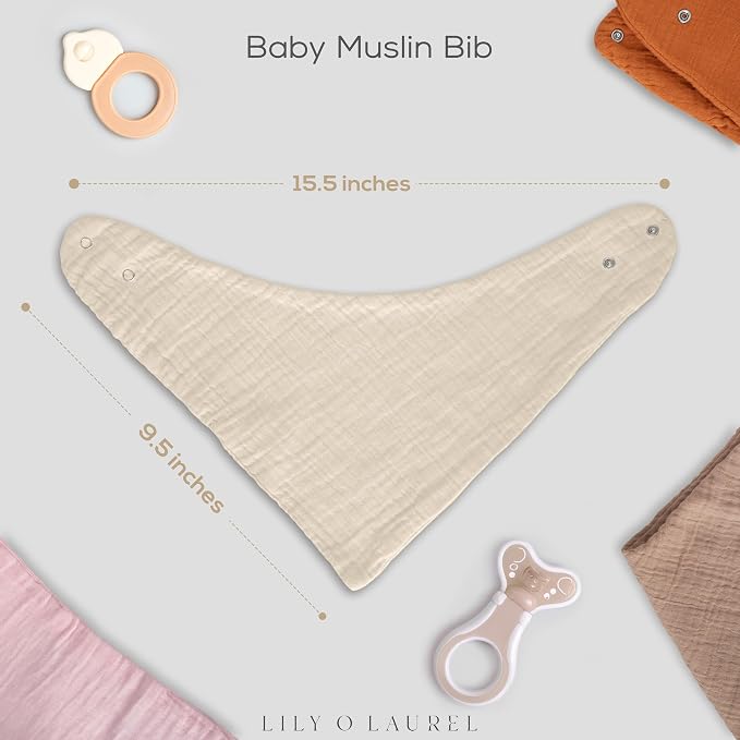 Muslin Baby bibs for drooling and teething, 100% cotton, Bibs for baby girl - Image 3