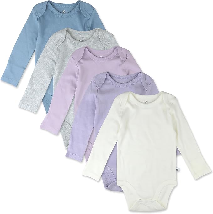 HonestBaby baby-girls 5-pack Long Sleeve Bodysuits One Piece 100% Organic Cotton by HonestBaby