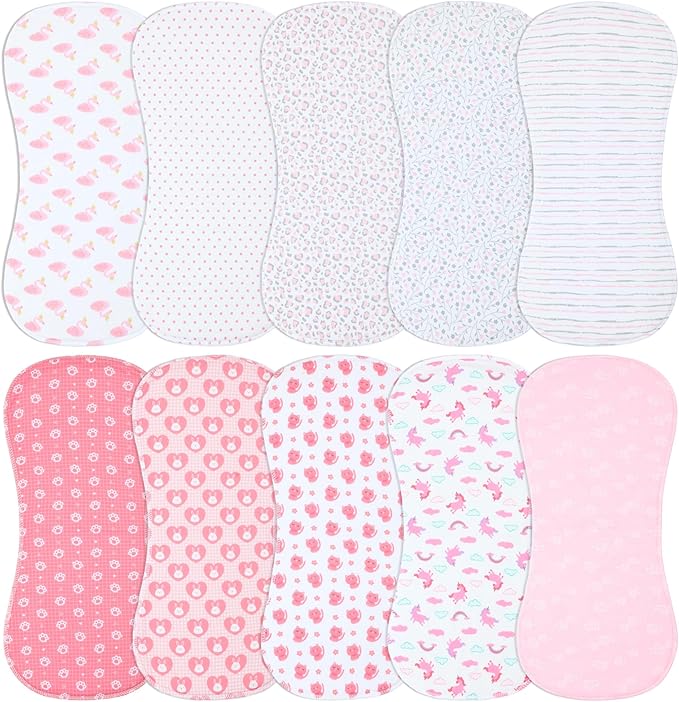 10-Pack Burp Cloths for Baby Boys and Girls by Benoxine