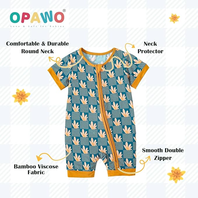 OPAWO Bamboo Sleepers for Baby Boy Pajamas Bamboo Pajamas Baby Romper 0-24M | 2 - Image 3