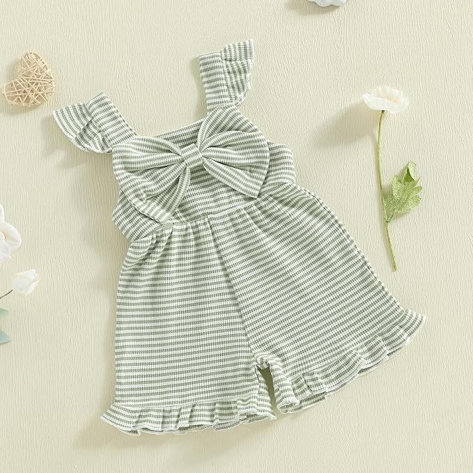 Little Girl Romper Toddler Overalls Summer Bow Jumpsuit Boho Outfit 6M-5T - Image 4