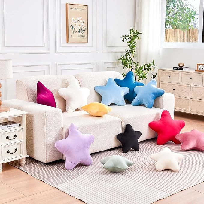 Yellow Star Throw Pillow, Soft 14.9" Star Shaped Decorative Throw Pillow for Bedroom, Living Room, Patio