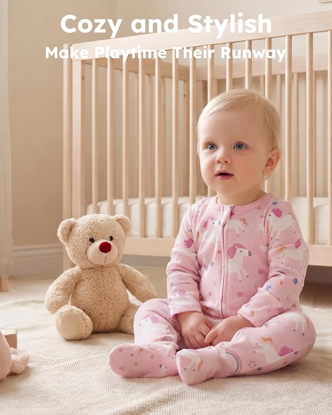 Baby Girl Sleepers 100% Cotton Footie Pajamas Newborn 0-3 3-6 6-9 Months - Image 2