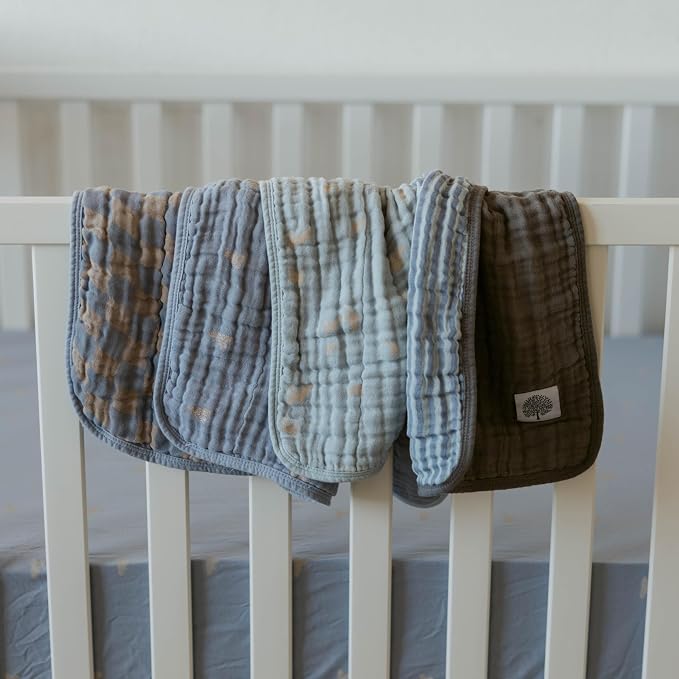 Parker Baby Co. Large 100% Cotton Muslin Burp Cloths, soft burping cloths - Image 6