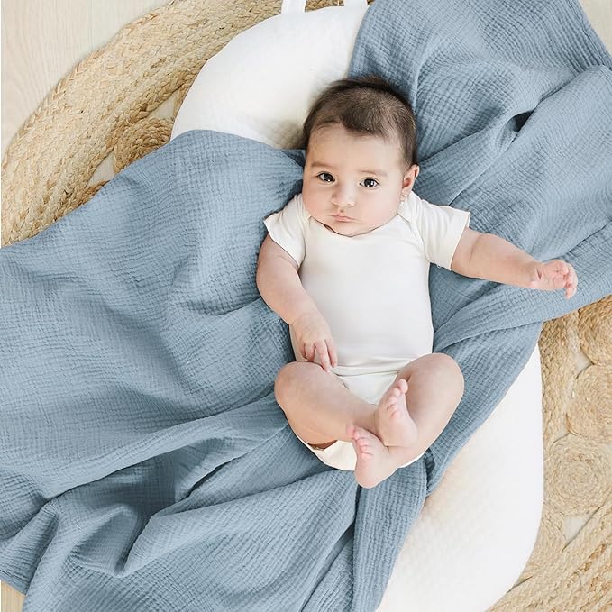 Konssy 3-Pack Muslin Baby Swaddle Blankets, 47 x 47 in Receiving Blankets | - Image 4