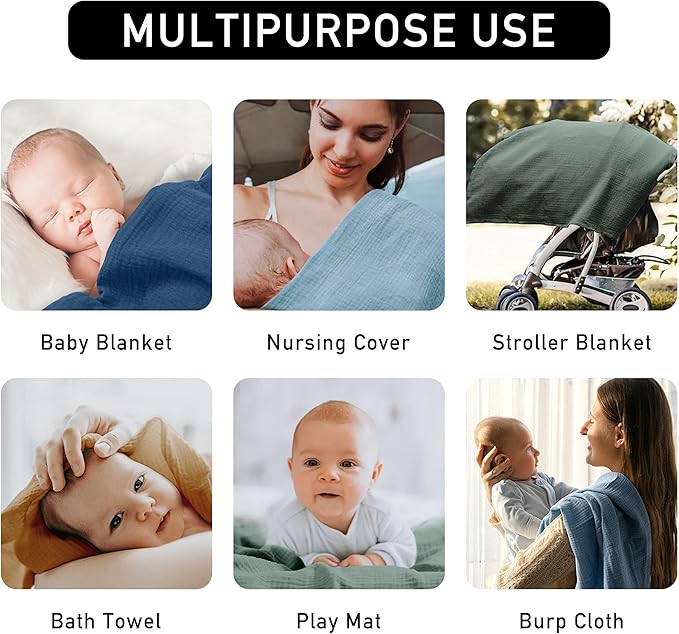 Muslin Swaddle Blankets for Newborn, 3 Pack Breathable Soft Receiving Blanket - Image 6