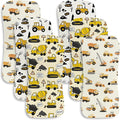 6 Pack Baby Burp Cloths for Boys, Construction Vehicle Theme Large Cotton by Spriggenix