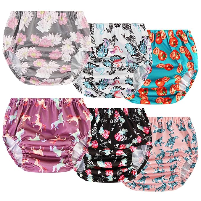 Joyo roy 6Pcs Diaper Covers for Girls Plastic Underwear Covers for Potty Training Rubber Pants for Toddlers Rubber Training Pants for Toddlers 2t Waterproof Diaper Cover Waterproof Plastic Underwear