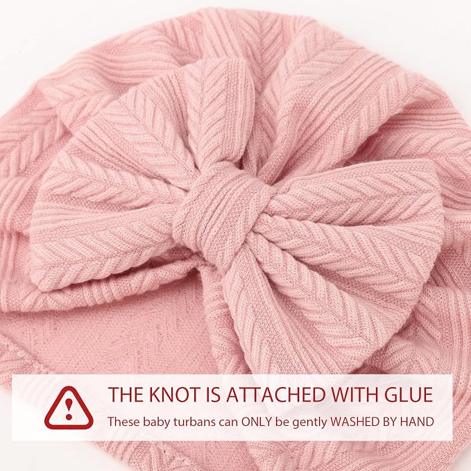 DRESHOW BQUBO 5 Pieces Newborn Baby Turban Hats Bow Baby Infant Beanie - Image 2