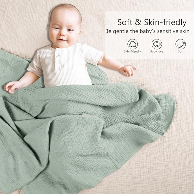 Susurration Muslin Receiving Blanket, 100% Cotton Swaddle Blankets - Image 2