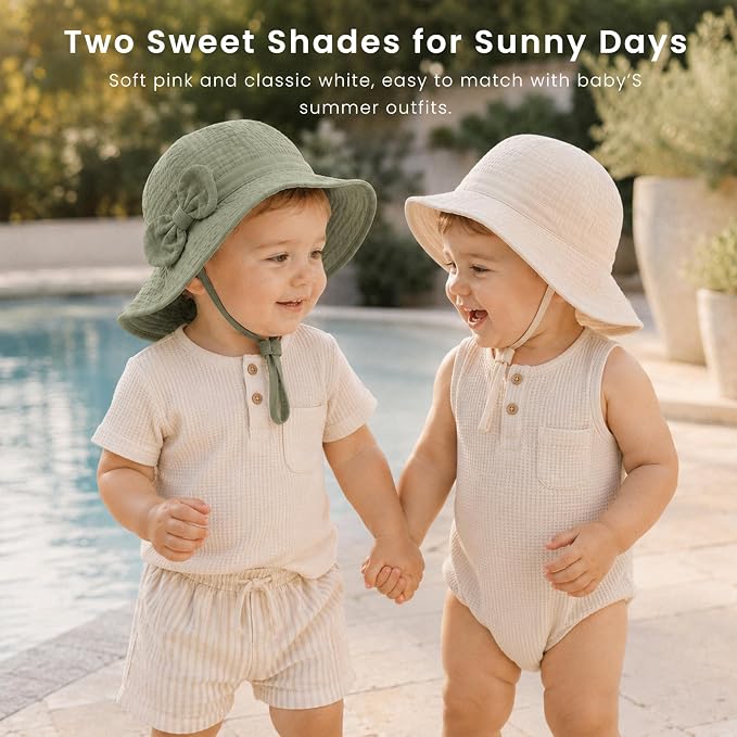 Konssy 2-Pack Muslin Baby Sun Hats - Image 4