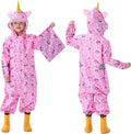 Fewlby Kids Toddler Rain Suit for Boys Girls One Piece Hoodie Zipper Cartoon by FEWLBY