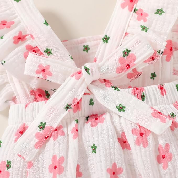 YOUNGER TREE Toddler Baby Girl Ruffled Sleeveless Romper Casual Summer Jumpsuit - Image 6