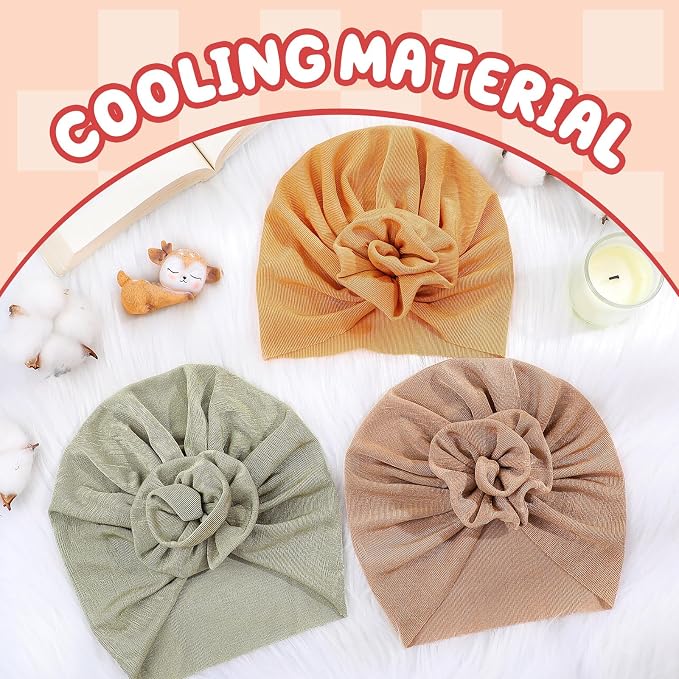 10 Pcs Preemie Hats Cotton Preemie Caps Bows Turban Premature Baby Boys Girls - Image 2