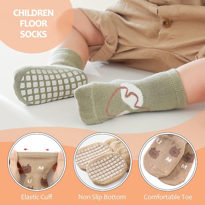 TRUEHAN 5 Pairs Toddler Non Slip Socks - Image 5