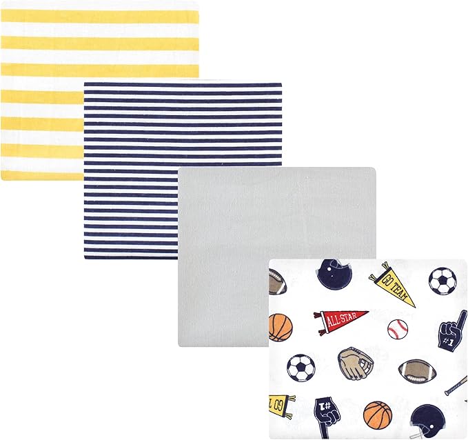 Hudson Baby Unisex Baby Cotton Poly Flannel Receiving Blankets, Sports Fan by HudsonBaby