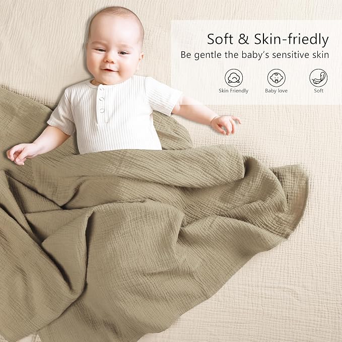 Susurration Muslin Receiving Blanket, 100% Cotton Swaddle Blankets - Image 2