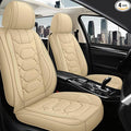 Pariitadin Leather Car Seat Covers Full Set, Waterproof Breathable Faux Leather Automotive Seat Covers for Cars, Non-Slip Car Interior Covers Universal Fit Most Cars Sedans Trucks SUVs, Beige