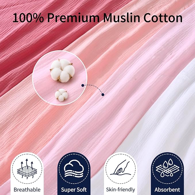 NESTALLY Cocoon Muslin Swaddle Blankets 4 Pack, Soft Breathable Large 47"x47" - Image 5