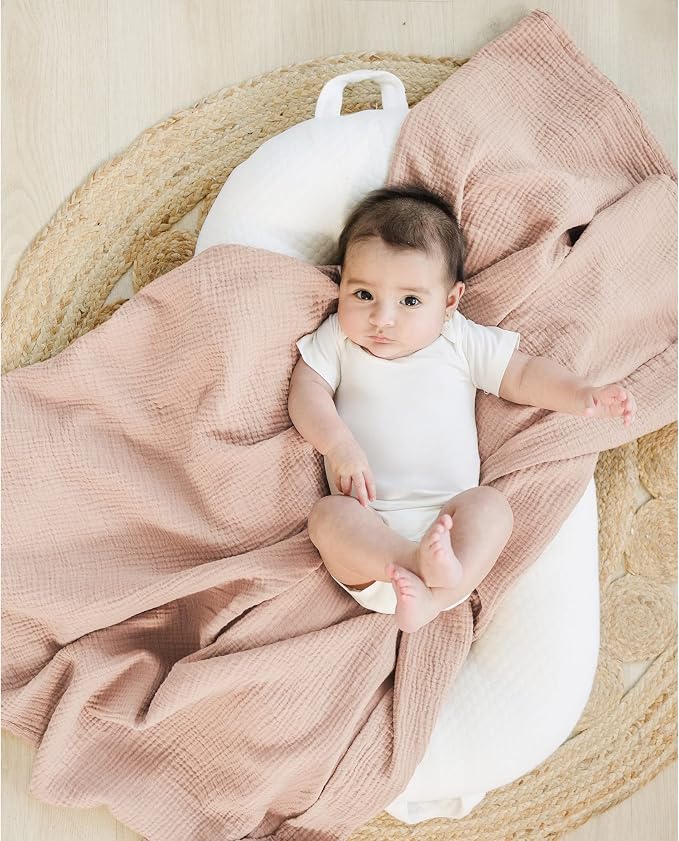 Konssy 3-Pack Muslin Baby Swaddle Blankets, 47 x 47 in Receiving Blankets | - Image 3