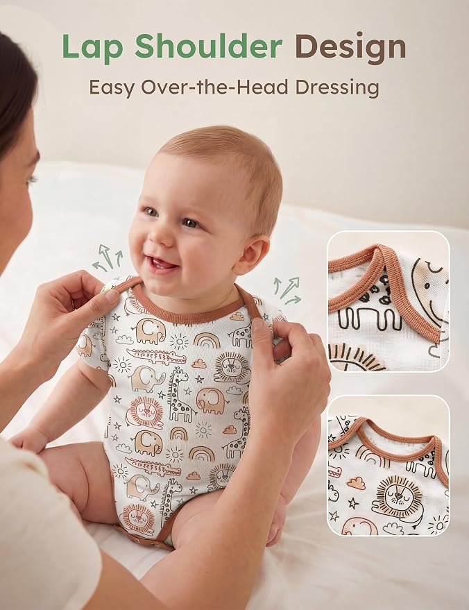 Yoofoss Baby Bodysuits 100% Organic Cotton Baby Short Sleeve Baby Boys Girls - Image 3