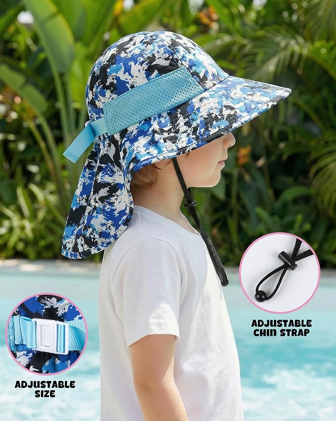Toddler Baby Sun Hat Kids Summer Beach Essentials Adjustable Beach Hats - Image 2