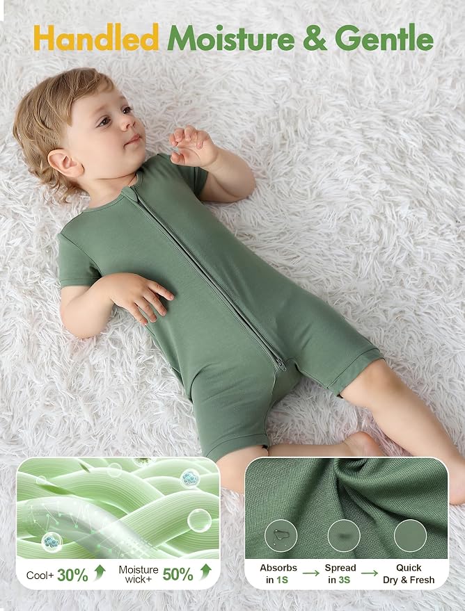 JunNeng Viscose from Bamboo Baby Sleeper, Short Sleeve Romper Jumpsuit - Image 3