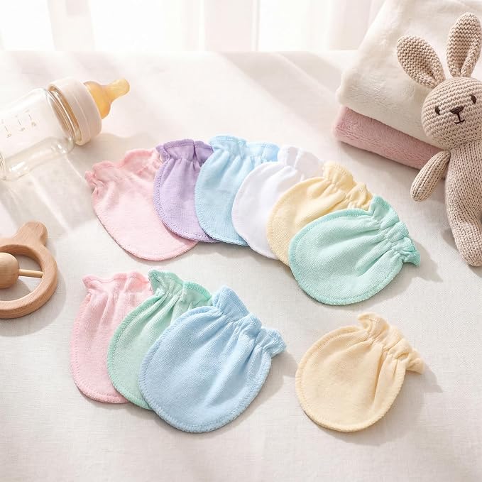 Syhood 6 Pairs Newborn Baby Mittens Cotton No Scratch Infant Gloves Elastic - Image 4