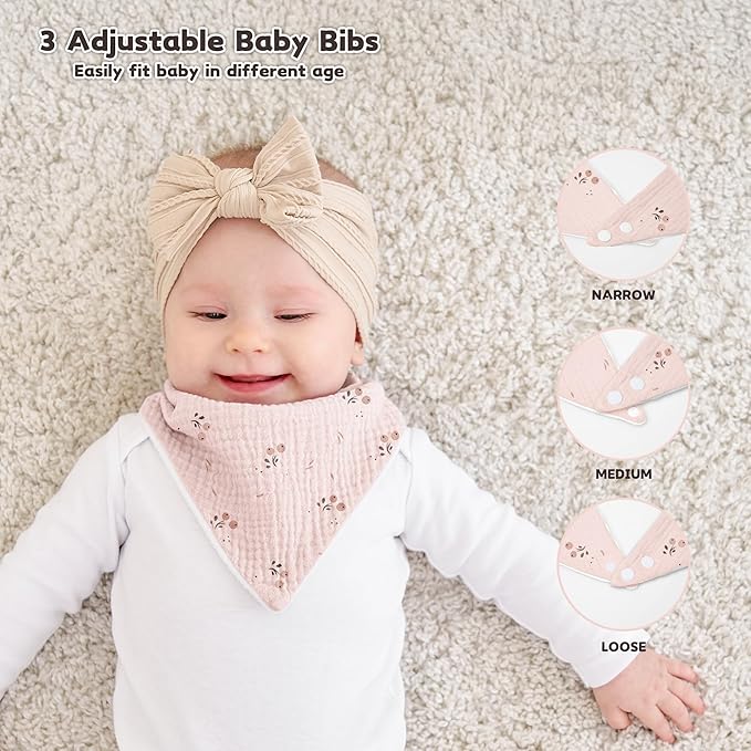 Susurration Muslin Baby Drool Bibs 6Pack Soft Triangular Adjustable Baby - Image 4