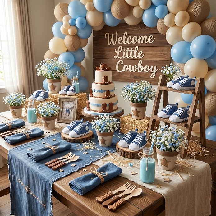 Glitopper 4 Set Baby Shower Table Decorations Booties Bulk - Image 4