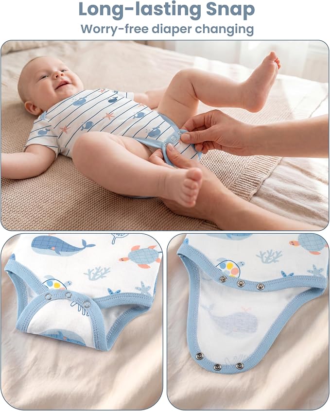 Baby Bodysuits Newborn 100% Cotton, Soft Short Sleeve Toddler Infant Cute Body - Image 6