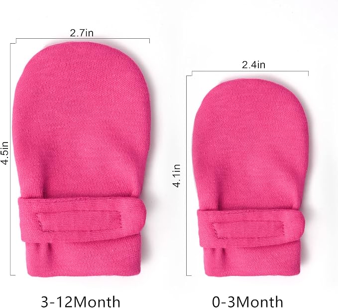 Newborn Baby No Scratch Mittens Stay On, 100% Cotton Breathable, Adjustable - Image 6