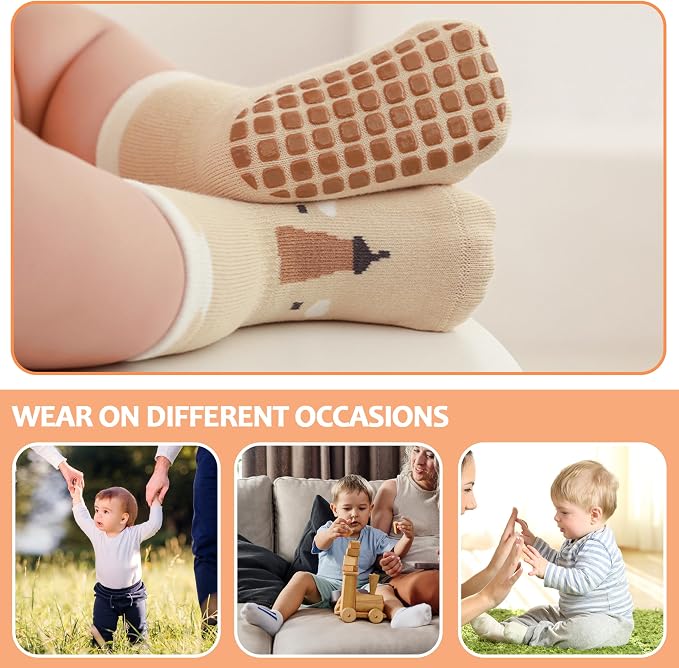 TRUEHAN 5 Pairs Toddler Non Slip Socks - Image 6